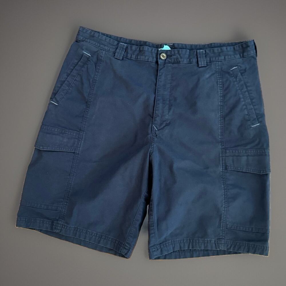 Tommy Bahama Shorts Mens Size 38 Navy Blue Cargo Shorts 9" Inseam Stretch Preppy